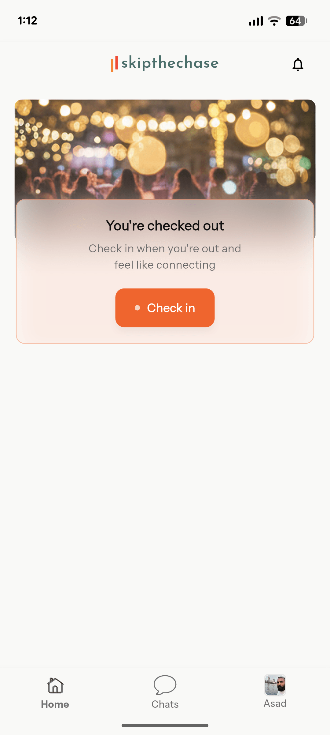 Skip The Chase check-in screen